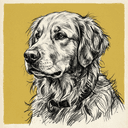 Golden Retriever rescue dog illustration