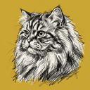 Persian rescue cat illustration